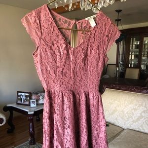 Pink Lace Skater Dress